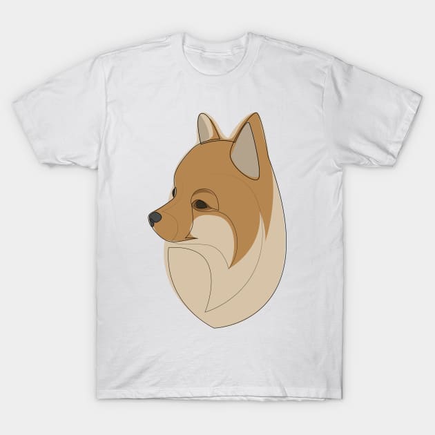 Pomeranian Spitz - one line drawing with colour T-Shirt by addillum